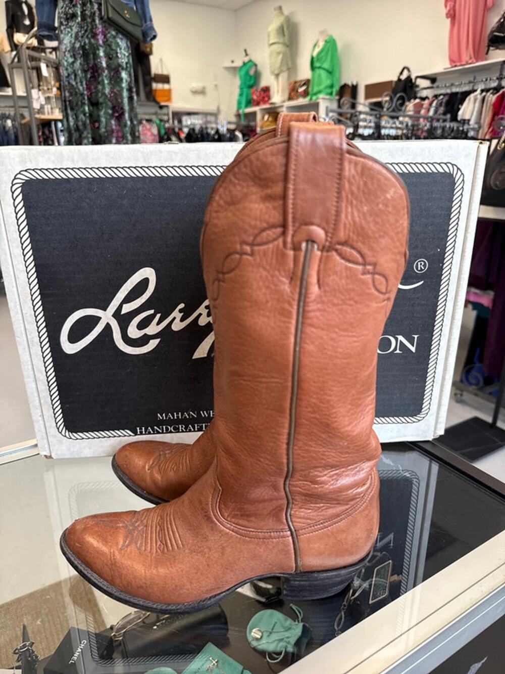 Vintage Larry Mahan Deer Skin Cowboy Boots 7N